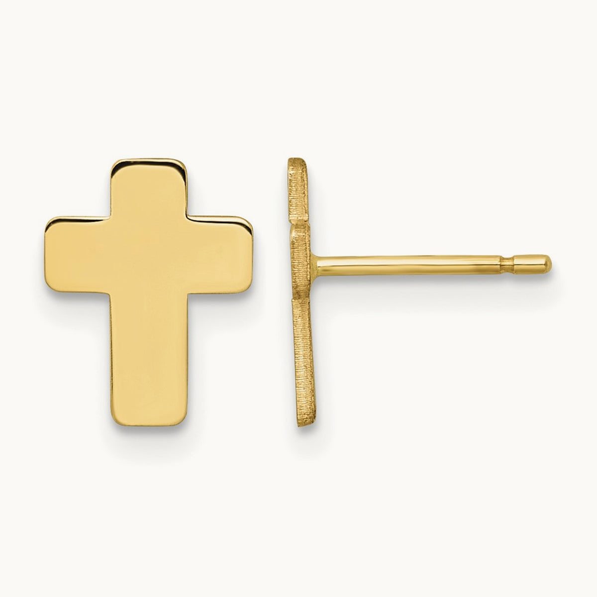 Polished Cross Post Earrings — 14K Yellow Gold