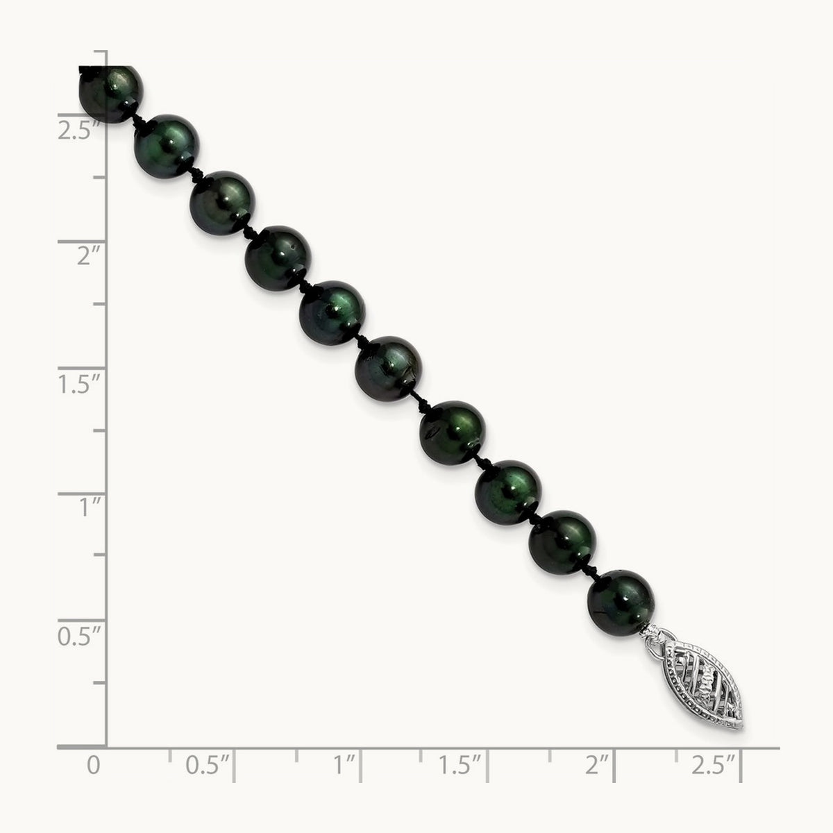 6- Round Black Saltwater Akoya Cultured Pearl Bracelet, 14K White Gold