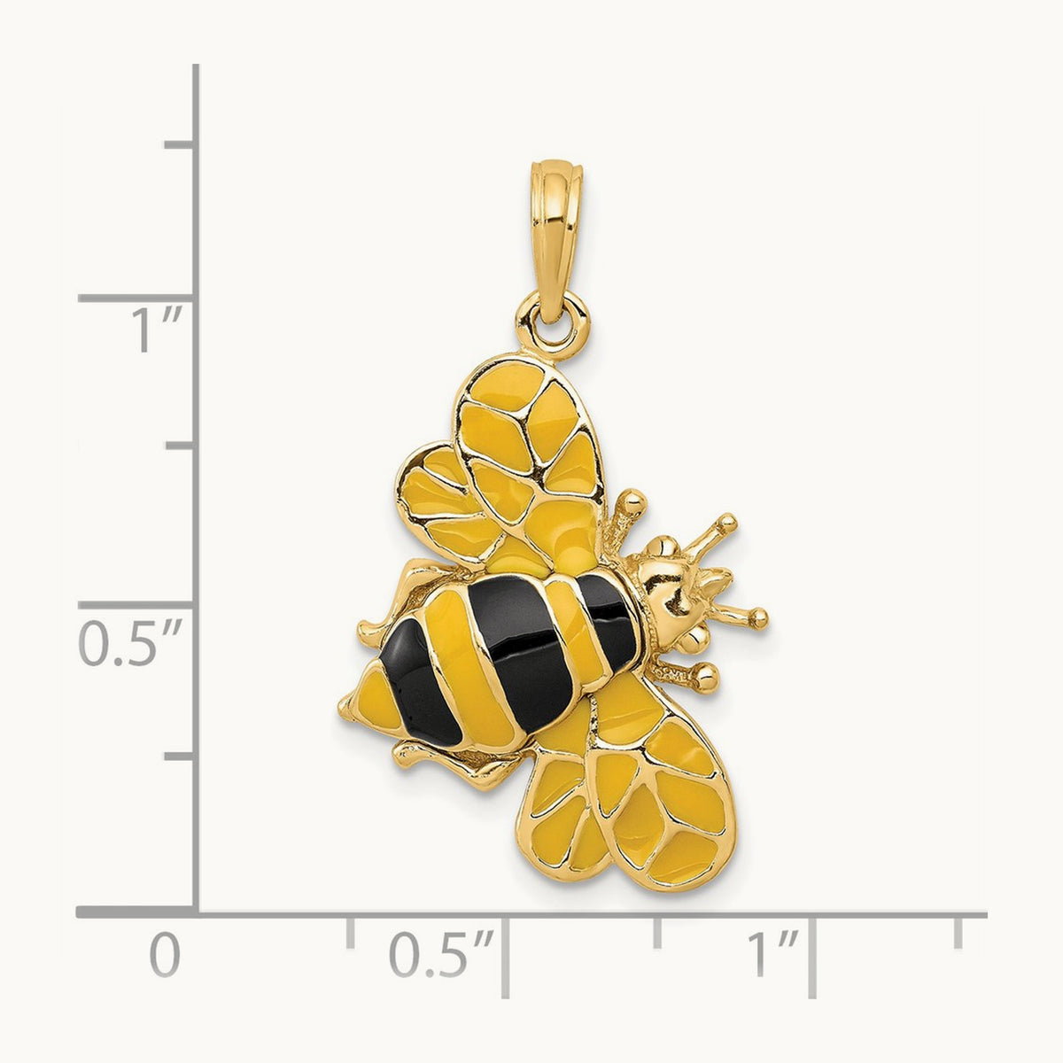 Enameled 3-D Bumblebee Pendant, 14K