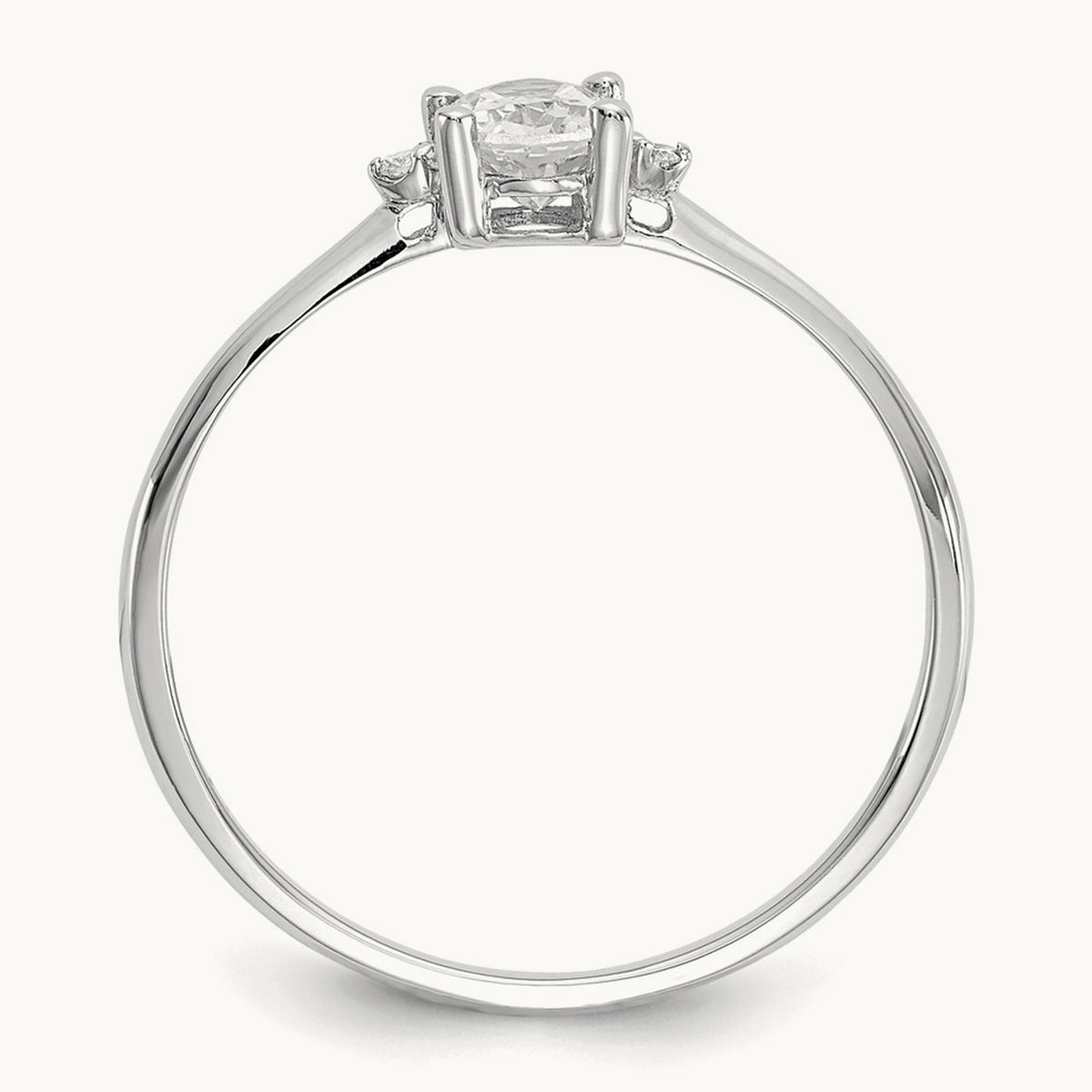 Diamond & Topaz Birthstone Ring — 14K White Gold, 6