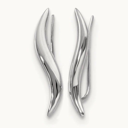 Polished Fancy Ear Climber Earrings, 14K White Gold — Leslie's