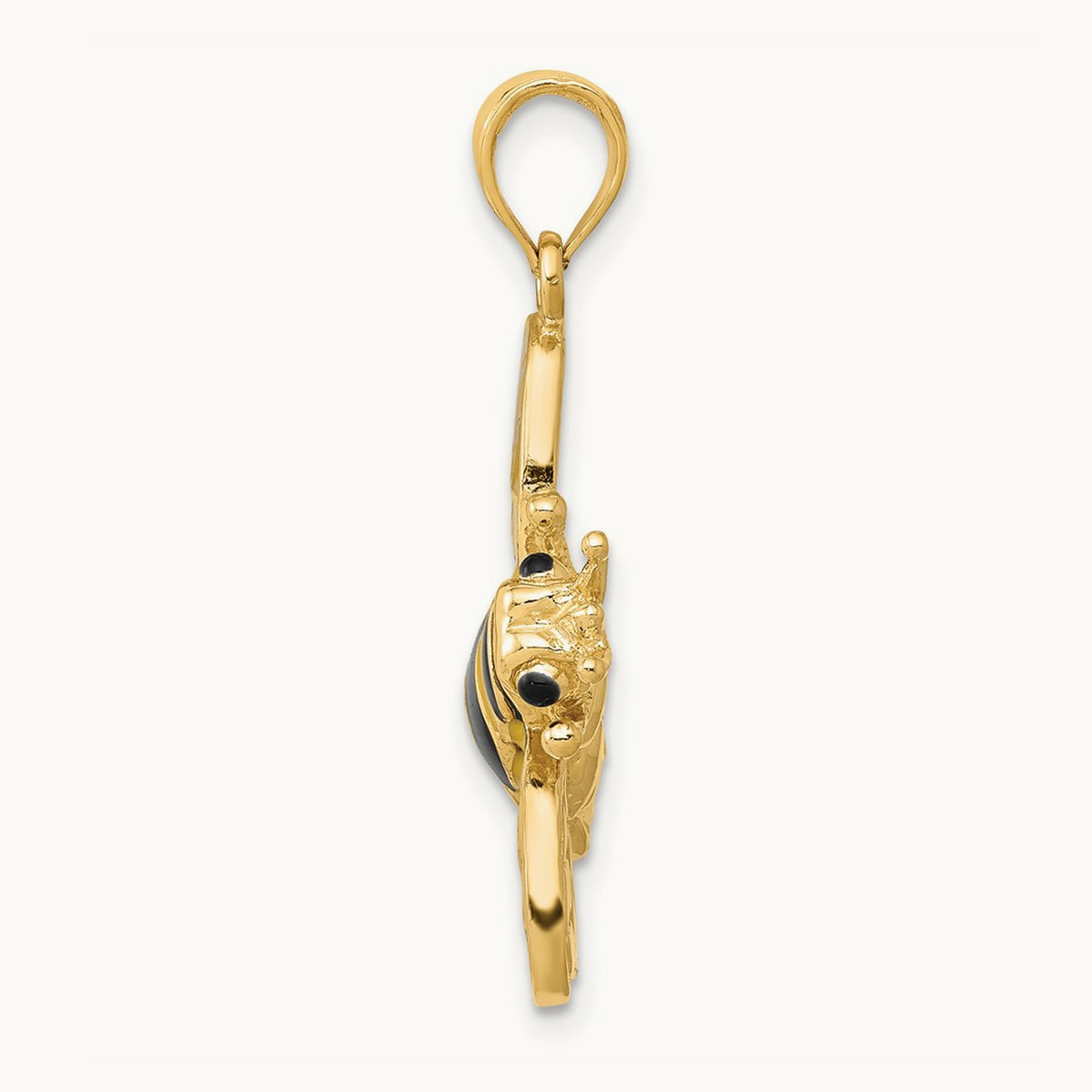 Enameled 3-D Bumblebee Pendant, 14K