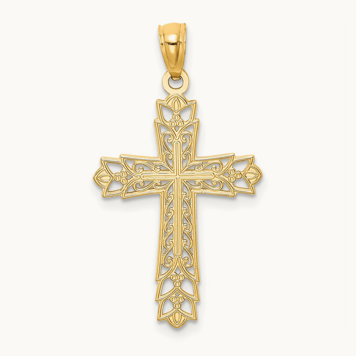 Polished Filigree Cross Pendant — 30mm
