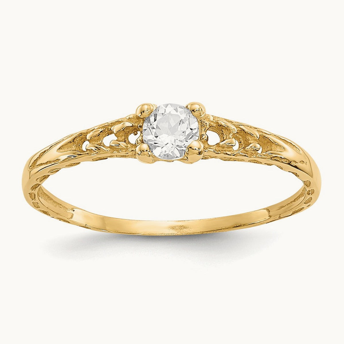 Madi K White Topaz Birthstone Baby Ring, 3mm, 14K