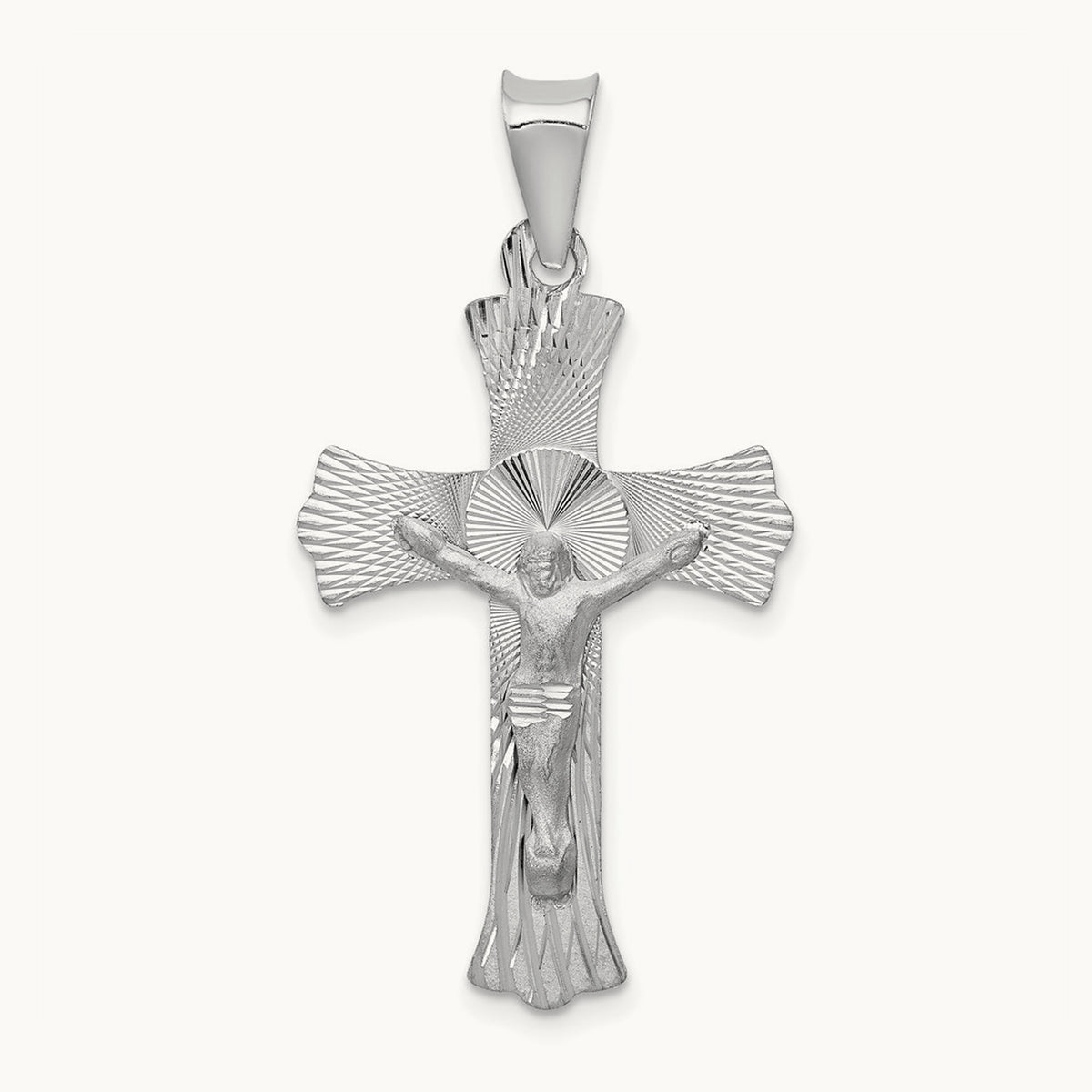 Crucifix Pendant, 14K White Gold