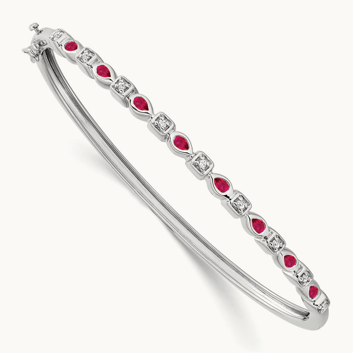 Ruby and Diamond Bangle — 14K White Gold