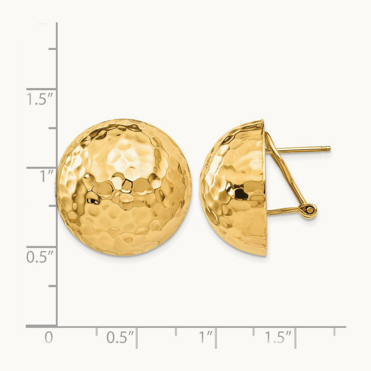 Hammered Omega Back Post Earrings — 22mm