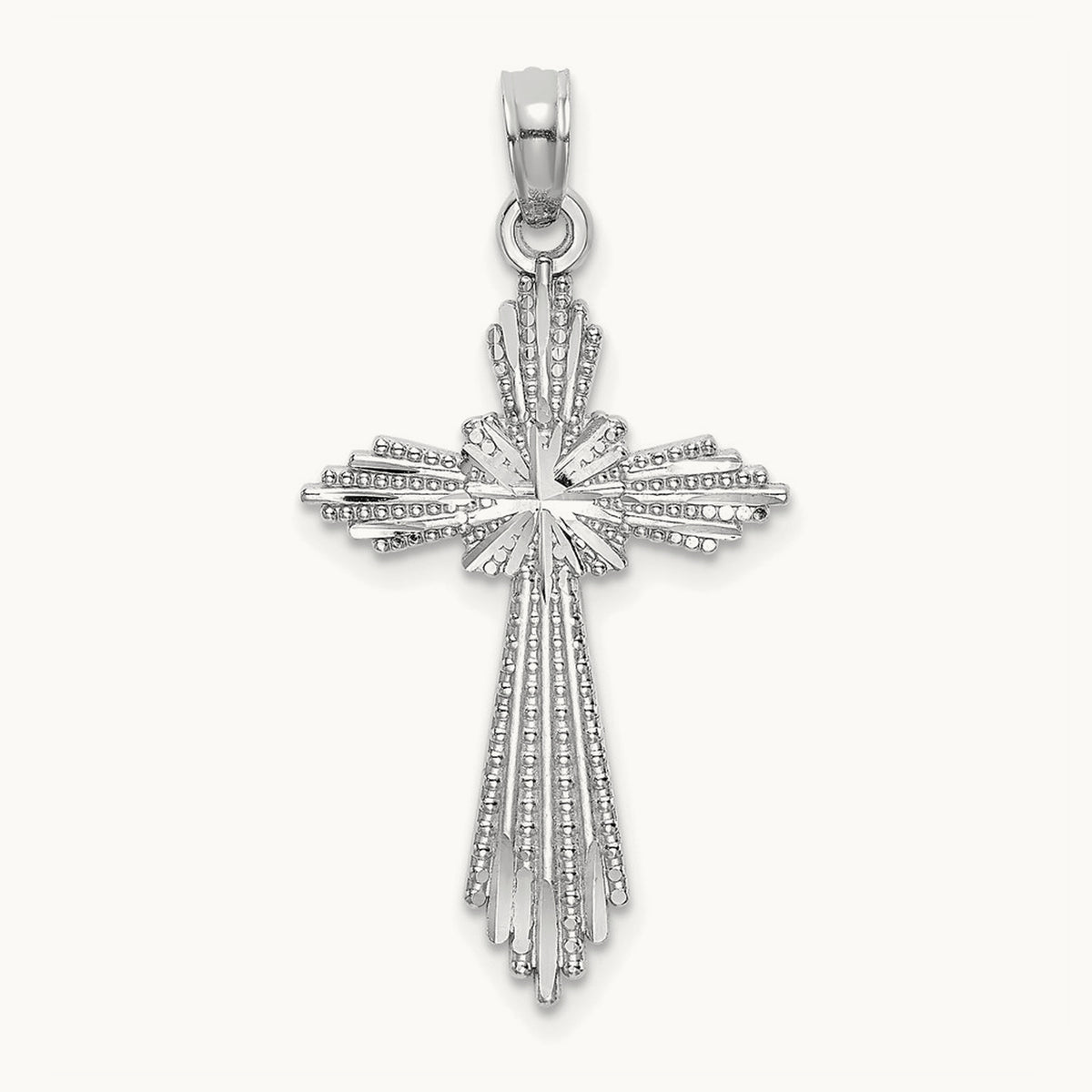 Fancy D/C Cross Charm, 14K White Gold