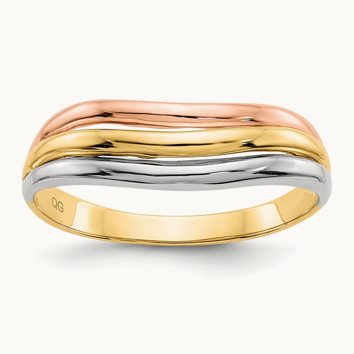 Tri-Color Open Fancy Ring, 14K