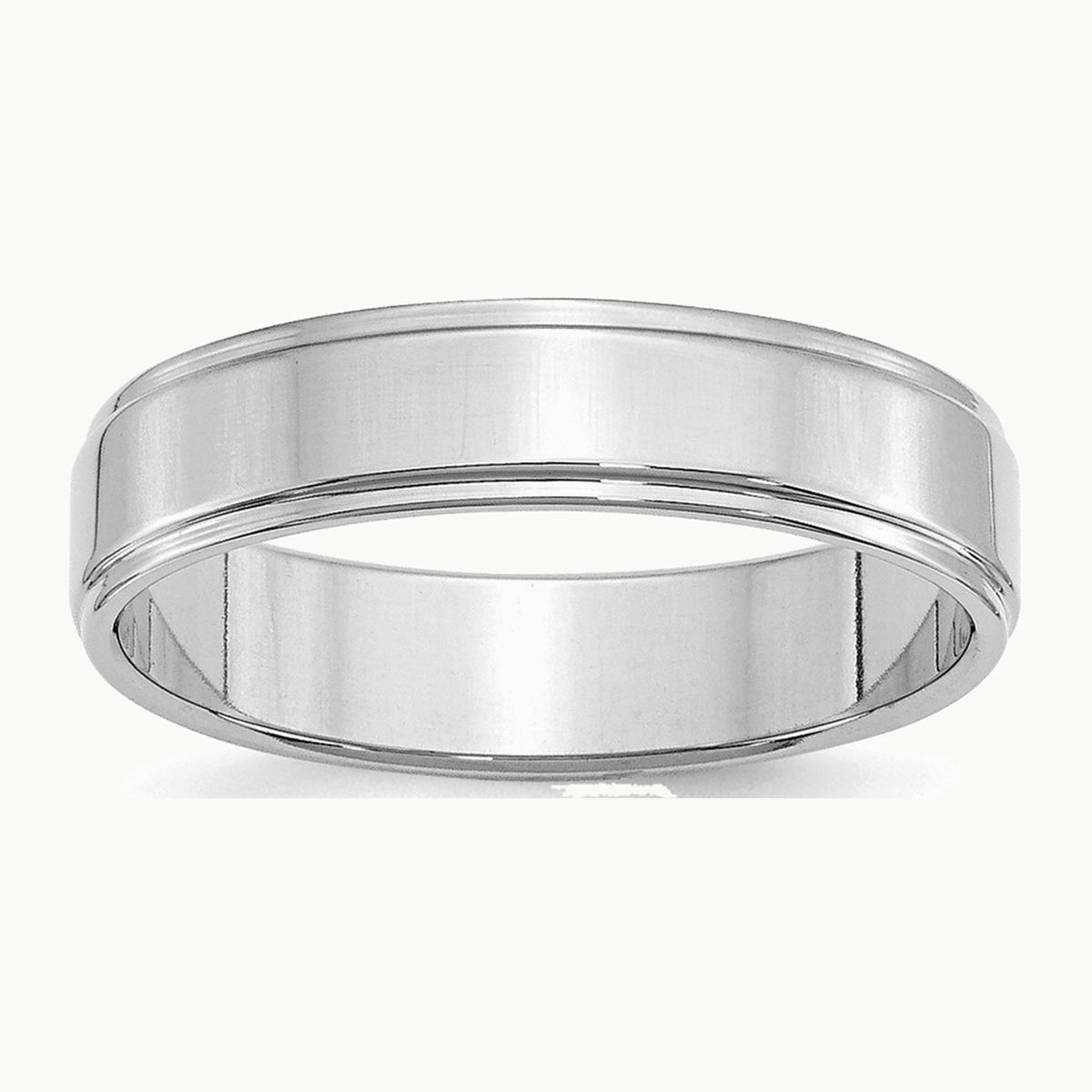 Sterling Silver Rhodium-plated 5mm Flat w/ Step Edge Band