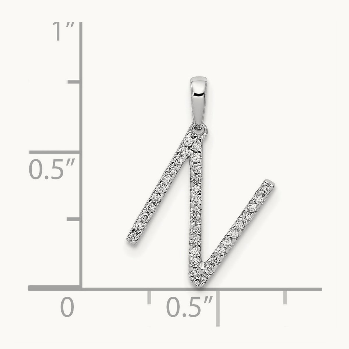 Diamond Letter N Initial Pendant, 14K White Gold