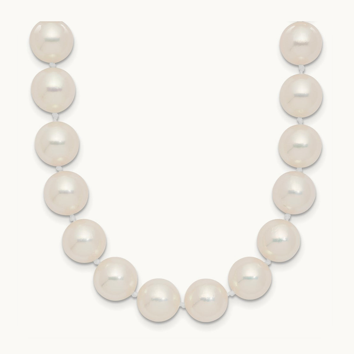 9- White Rnd Akoya Saltwater Cultured Pearl Necklace, 10mm, 14K
