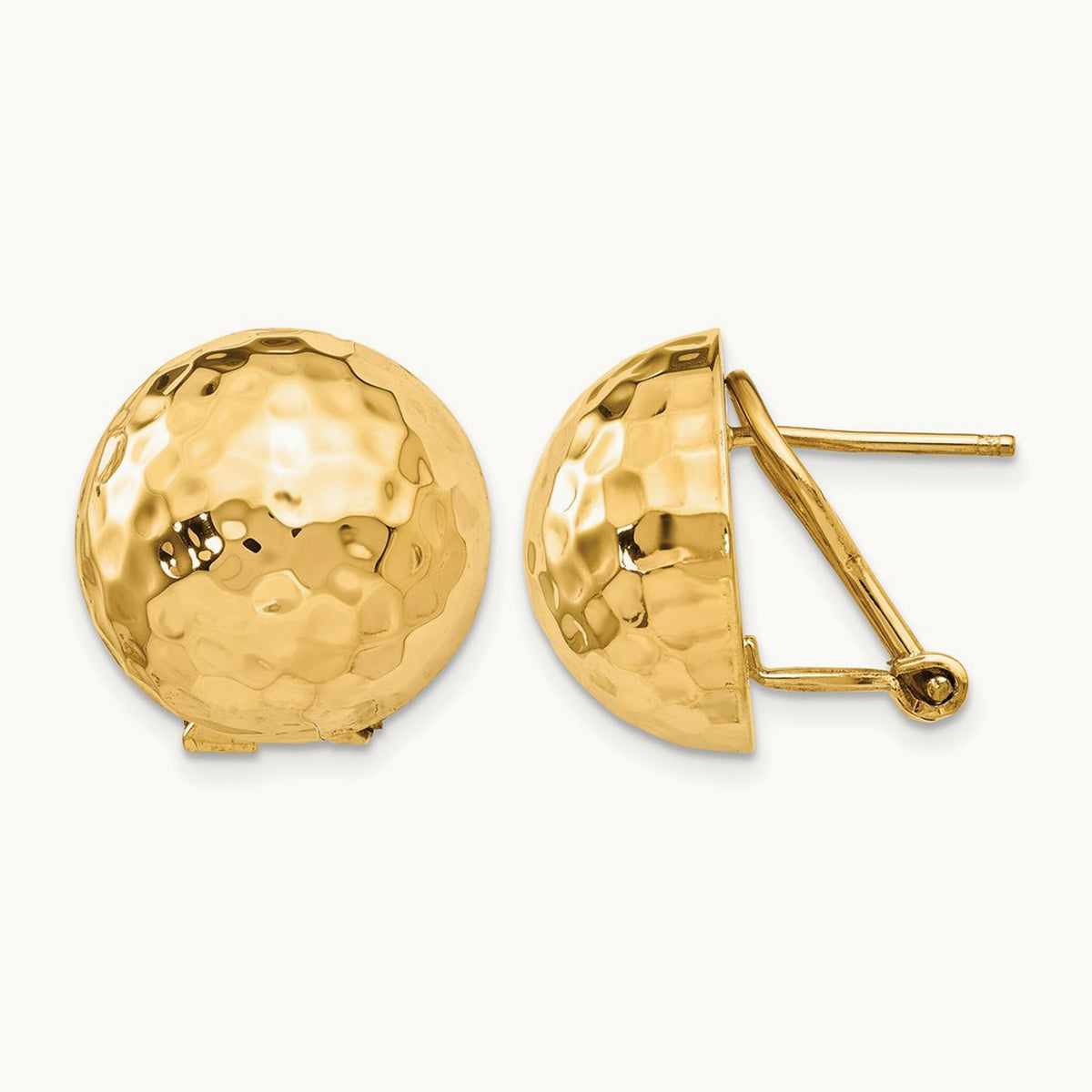 Hammered Omega Back Post Earrings — 16mm