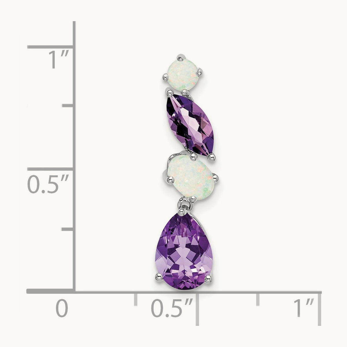 Amethyst and Opal Chain Slide, 14K White Gold