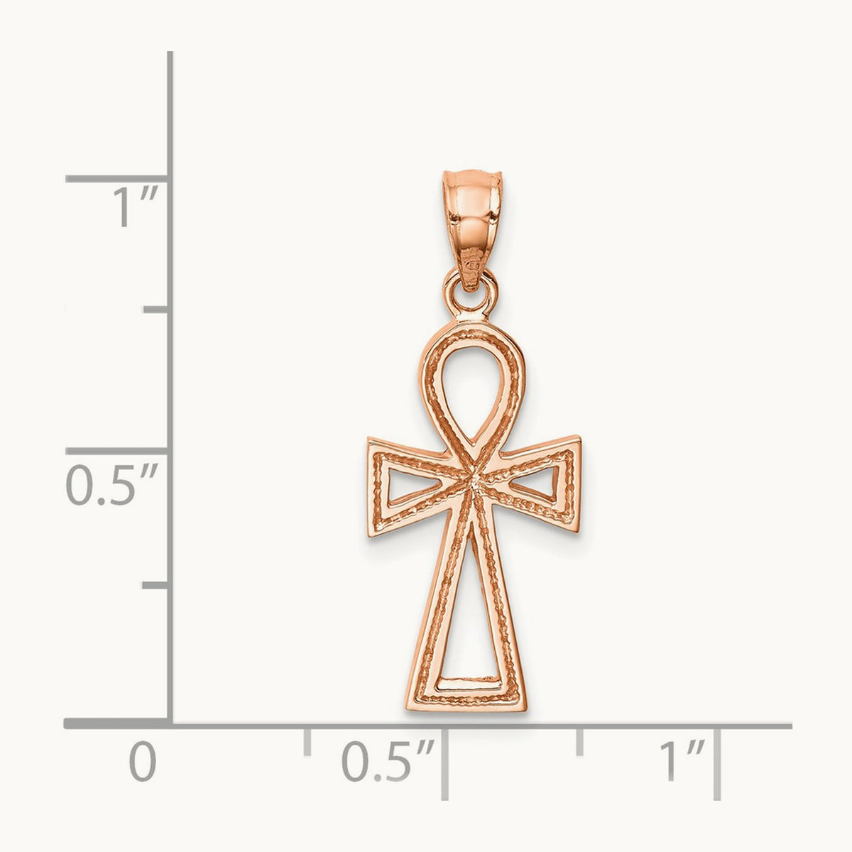 Polished Ankh Pendant, 14K Rose