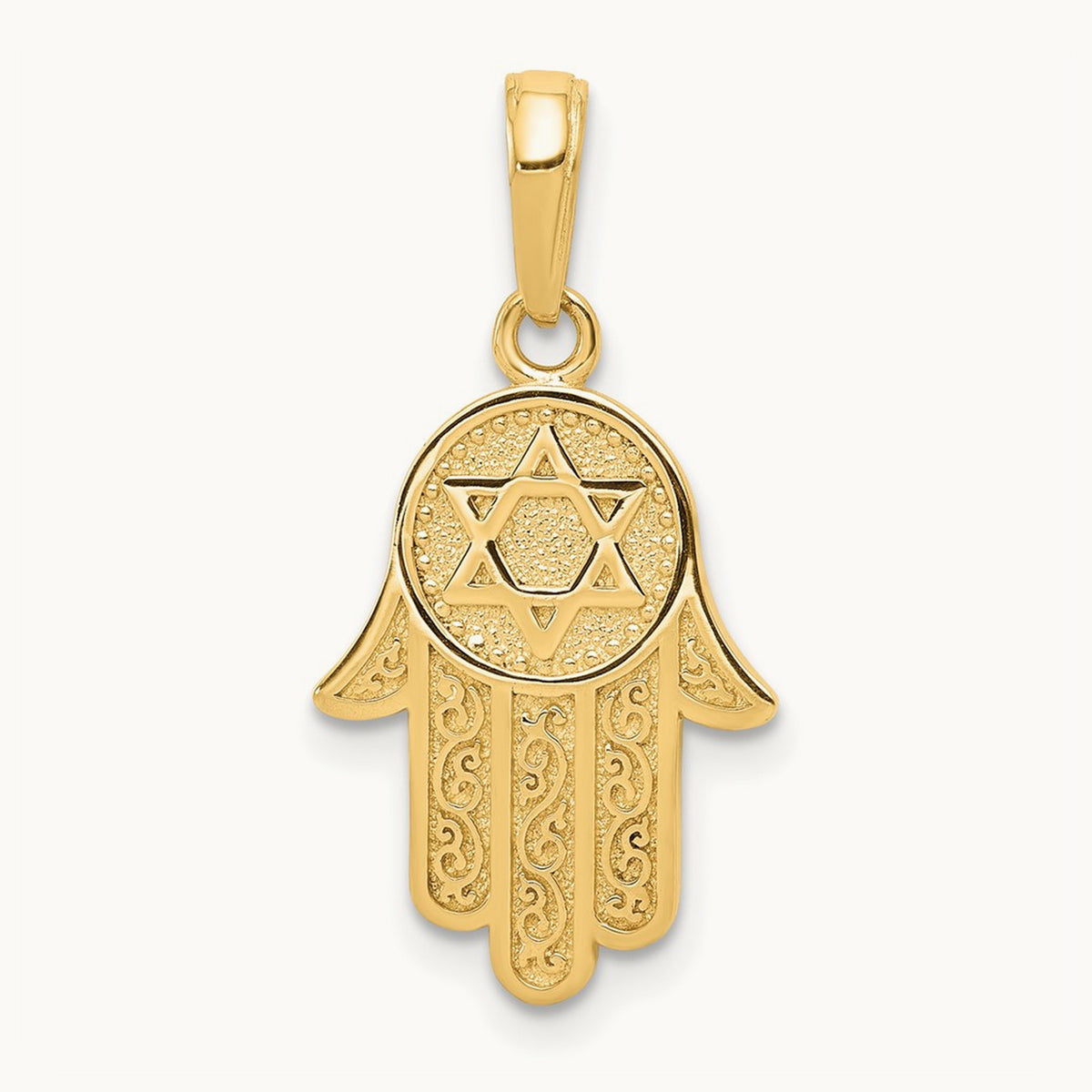 Jewish Hand of God w/Star of David Pendant, 14K