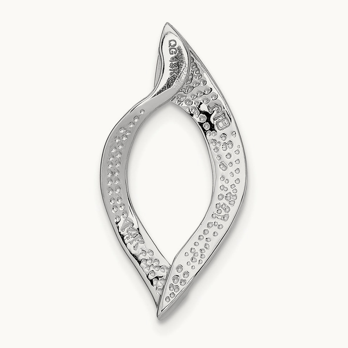 Fits up to Regular, 10mm Fancy Reversible Omega Slide, 8mm, 14K White Gold