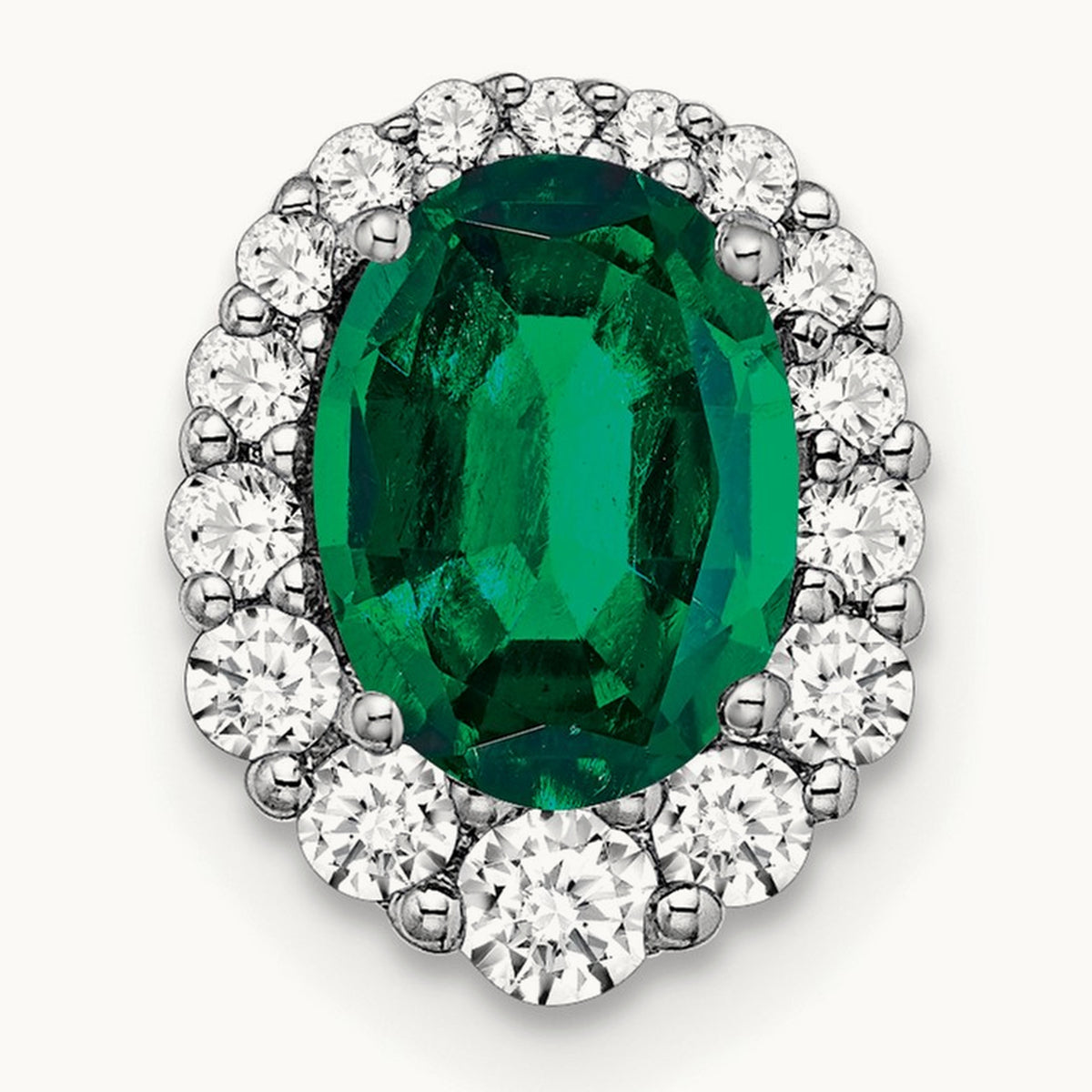 Created Emerald Chain Slide, 0.25 ct tw Lab-Grown Diamond