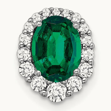 Created Emerald Chain Slide, 0.25 ct tw Lab-Grown Diamond