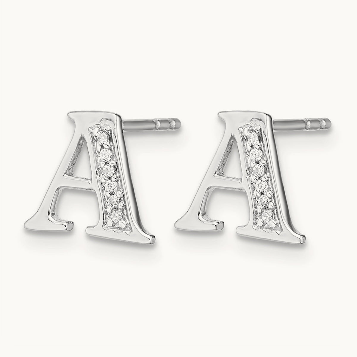 Diamond Earrings — 14K White Gold, 8mm, A