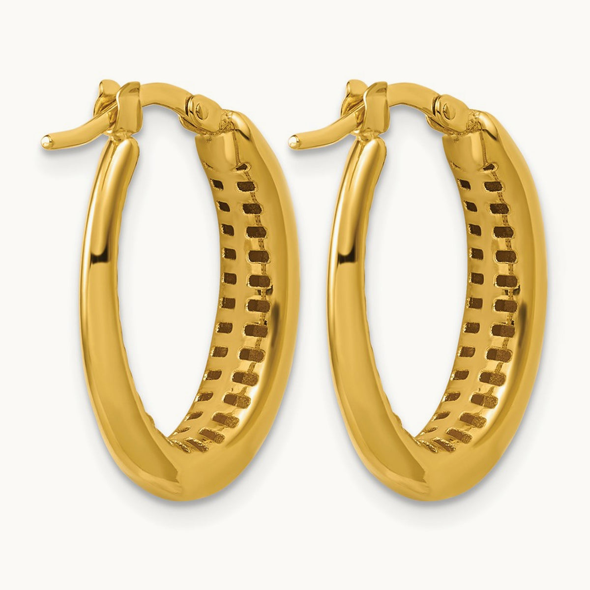 Polished Oval Hoop Earrings, 14K — Leslie's