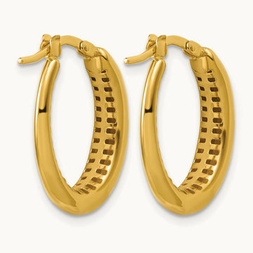 Polished Oval Hoop Earrings, 14K — Leslie's