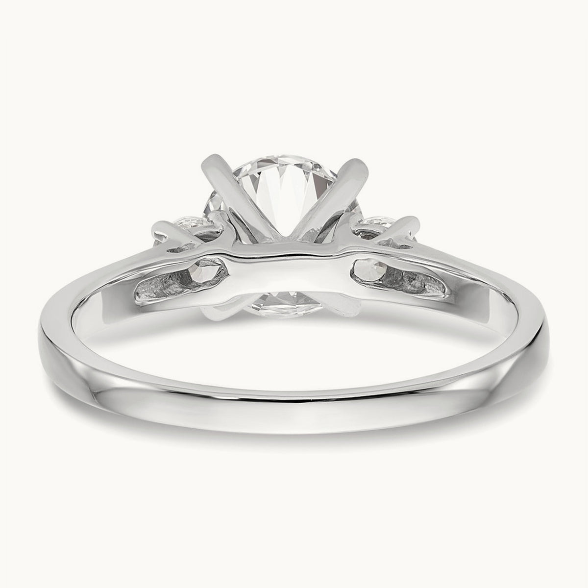 3-Stone Diamond Peg Set Semi-mount Engagement Ring, 14K White Gold