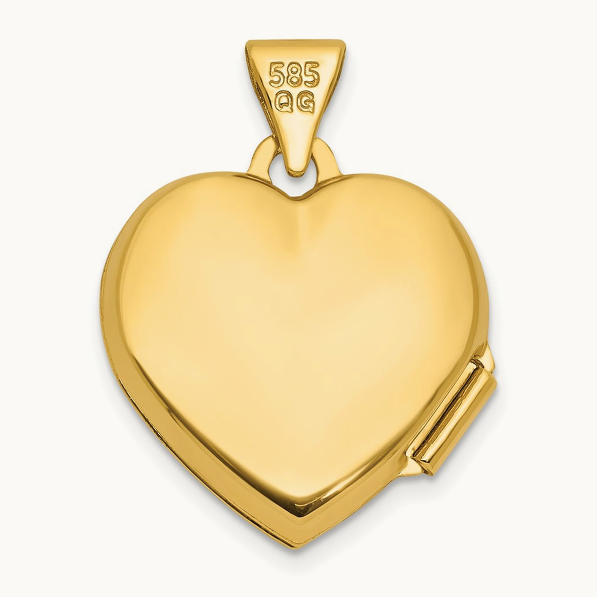 Diamond Polished Infinity Heart Locket, 15mm, 14K