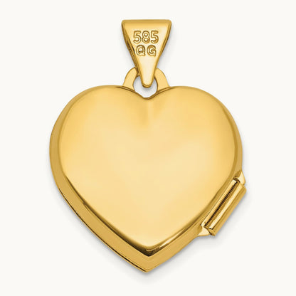 Diamond Polished Infinity Heart Locket, 15mm, 14K