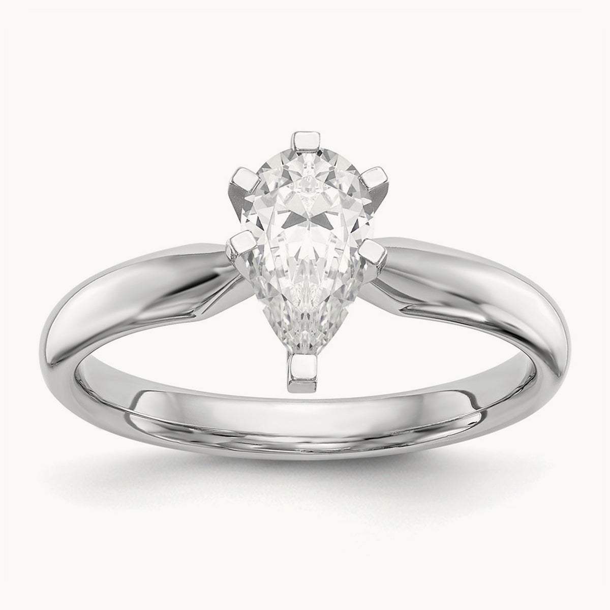 3/4ct. Tulip-Head Comfort-Fit Pear Solitaire Mounting, 14K White Gold
