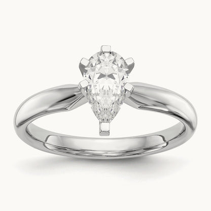 3/4ct. Tulip-Head Comfort-Fit Pear Solitaire Mounting, 14K White Gold