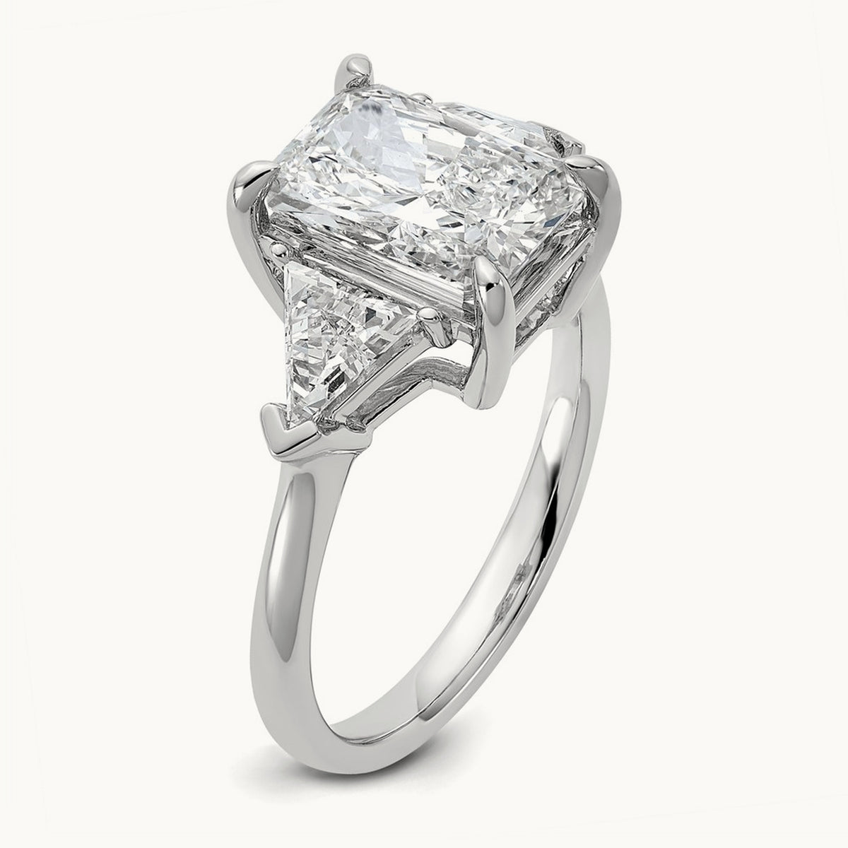 Radiant & Triangle Engagement Ring, 1.25-3.50 ct tw Lab-Grown Diamond — 3 5/8 ct, 14K White Gold