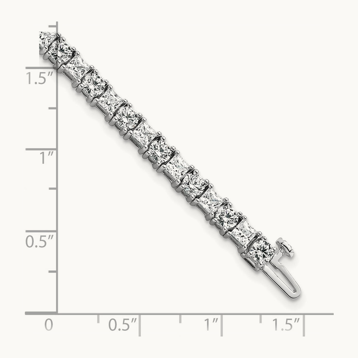 Princess/Round Tennis Bracelet, 10.00 ct tw Lab-Grown Diamond — 14K White Gold