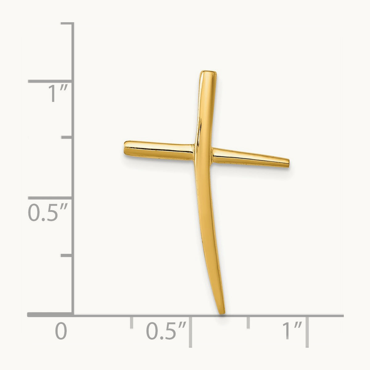 Polished Curved Cross Chain Slide, 14K