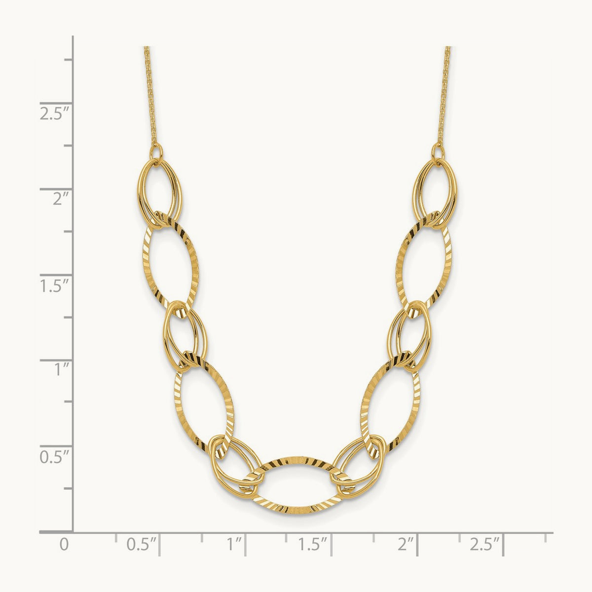 Polished D/C Oval Link Necklace, 14K