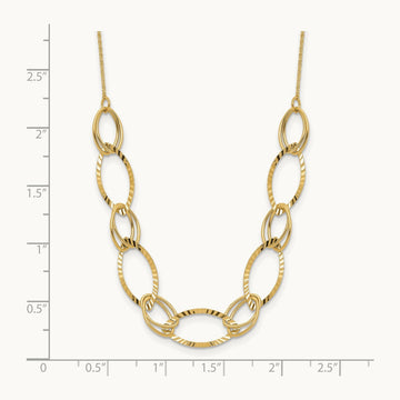 Polished D/C Oval Link Necklace, 14K