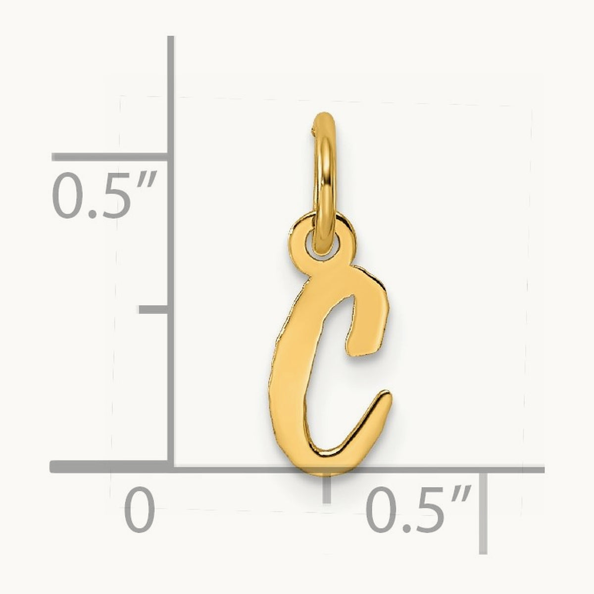 Small Script Letter C Initial Charm, 14K