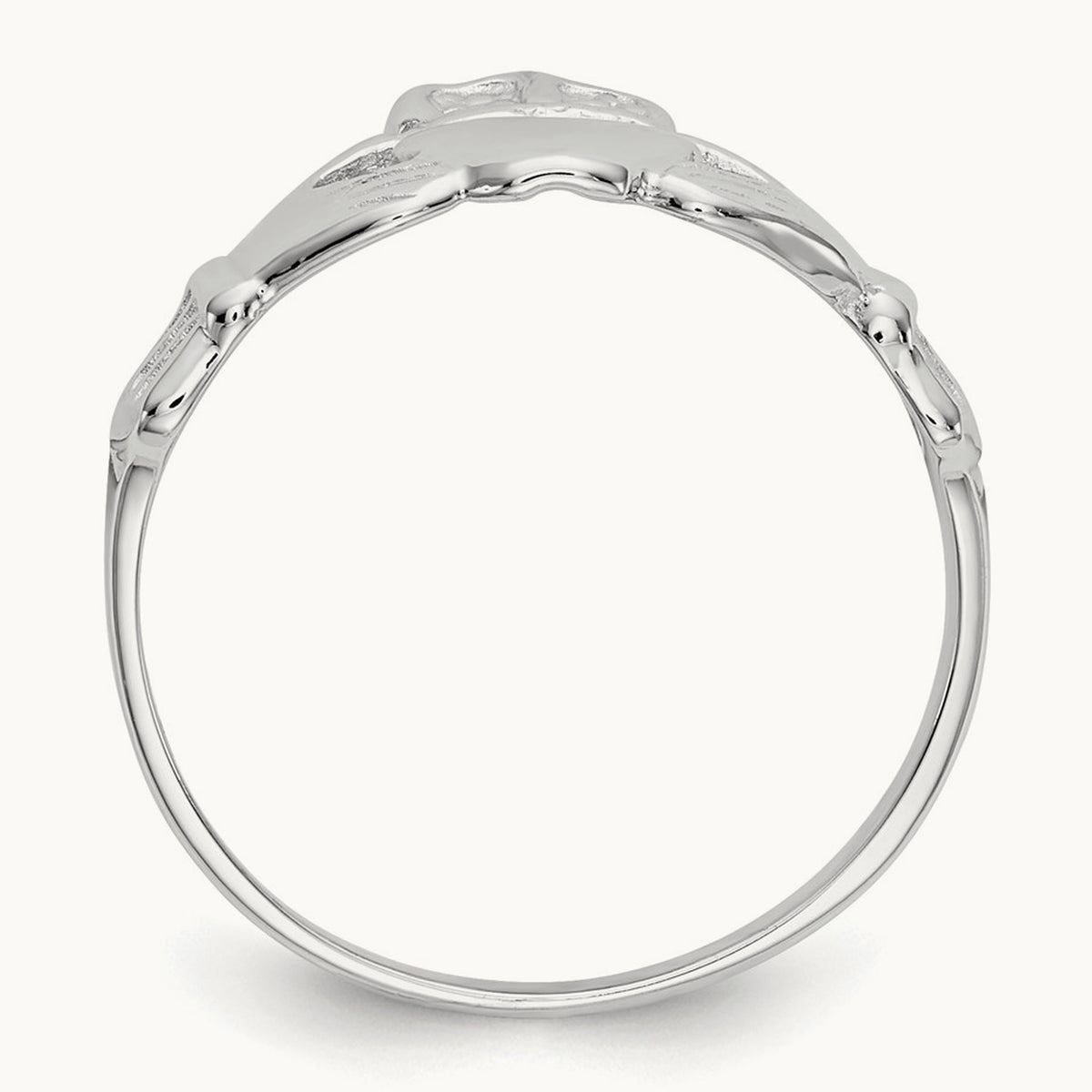 Polished Claddagh Ring, 14K White Gold