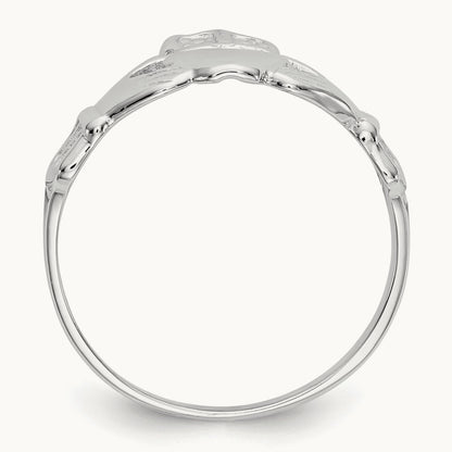 Polished Claddagh Ring, 14K White Gold