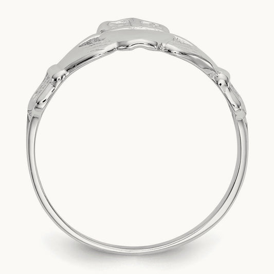 Polished Claddagh Ring, 14K White Gold