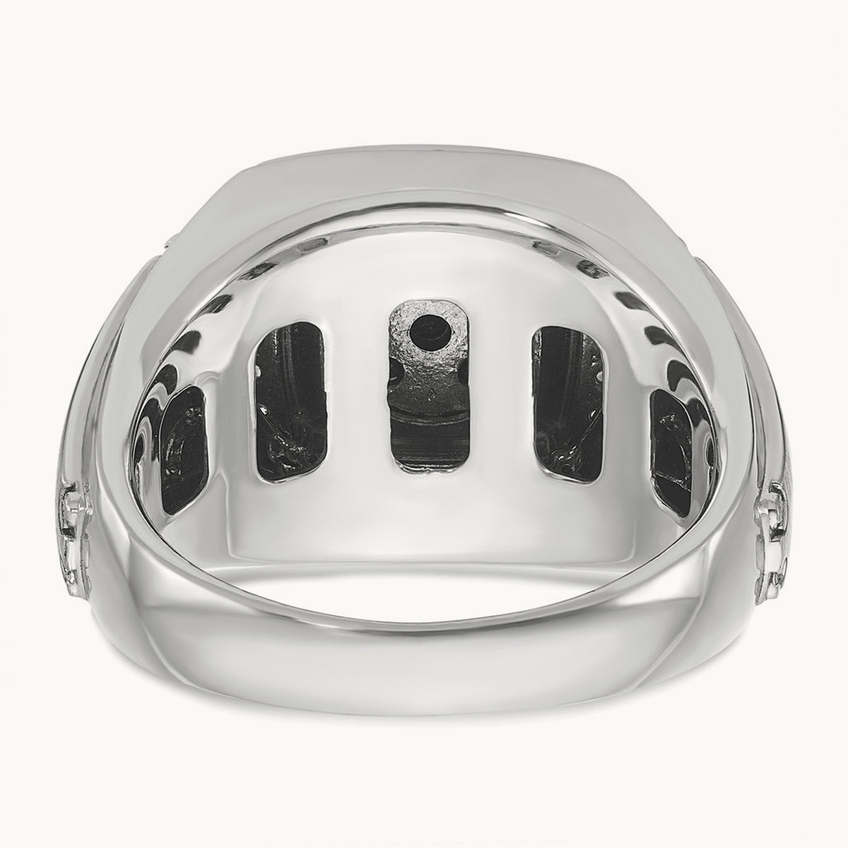w/ Black RH IBGoodman Men's Satin Black & White Diamond Ring, 14K White Gold
