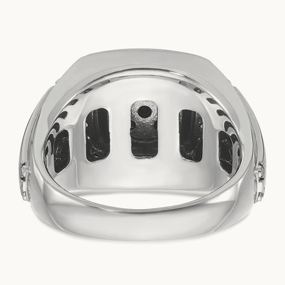 w/ Black RH IBGoodman Men's Satin Black & White Diamond Ring, 14K White Gold