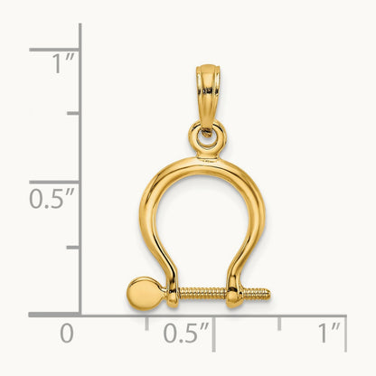 3-D Small Shackle Link Screw Charm — 14K Yellow Gold