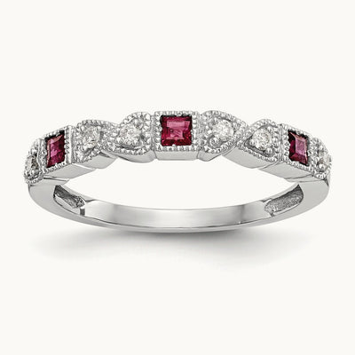 Diamond w/Ruby Band, 14K White Gold