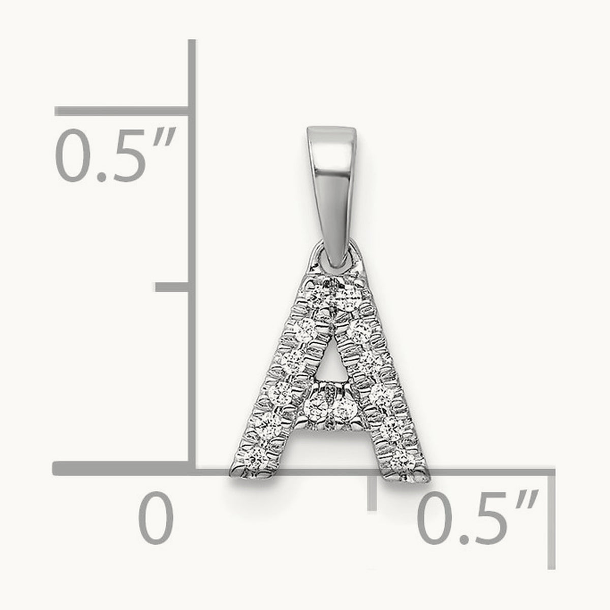 Diamond Initial with Bail Pendant — 14K White Gold, A