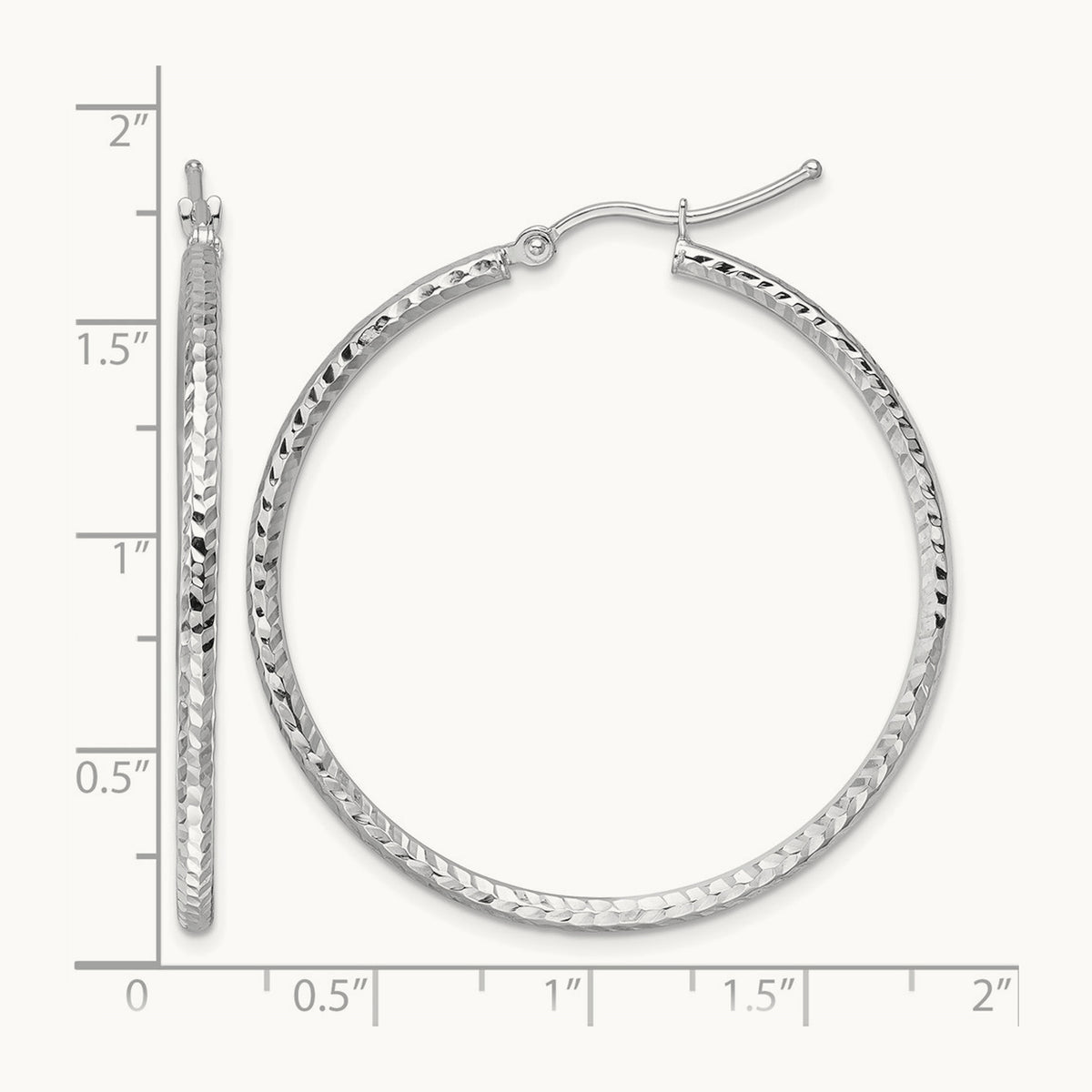 Diamond-cut Round Tube Hoop Earrings, 2mm — Leslie's