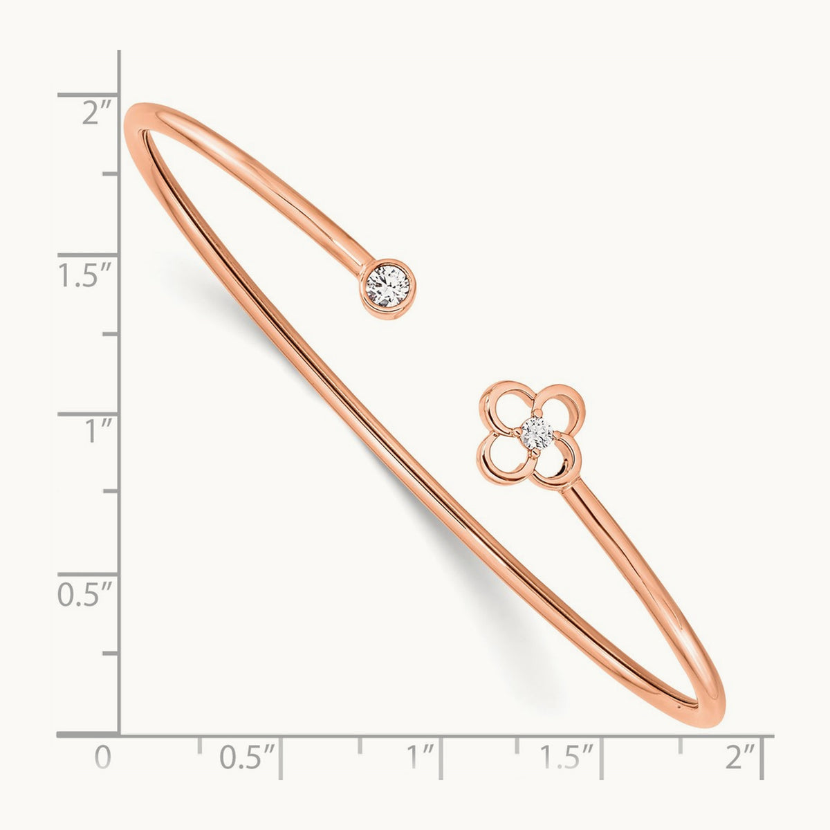 Floral Flexible Bangle, 0.15 ct tw Lab-Grown Diamond — 14K Rose Gold