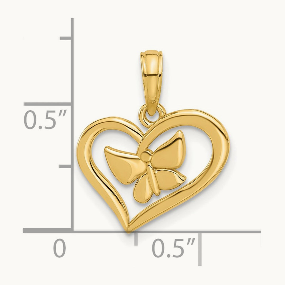 Polished Fancy Heart and Butterfly Charm, 14K