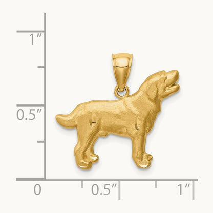 Diamond-cut Labrador Retriever Pendant, 14K