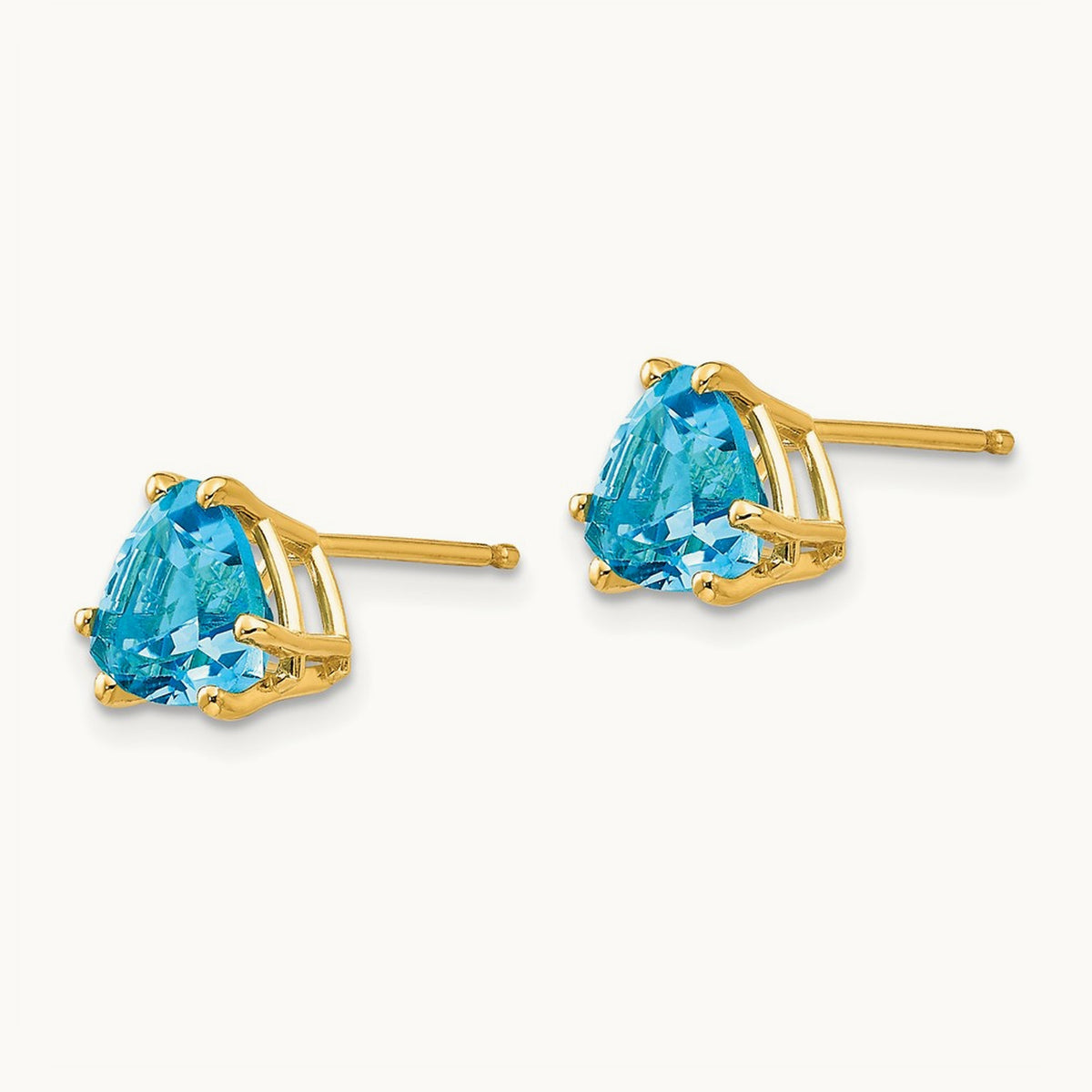 Trillion Blue Topaz Earrings, 7mm, 14K